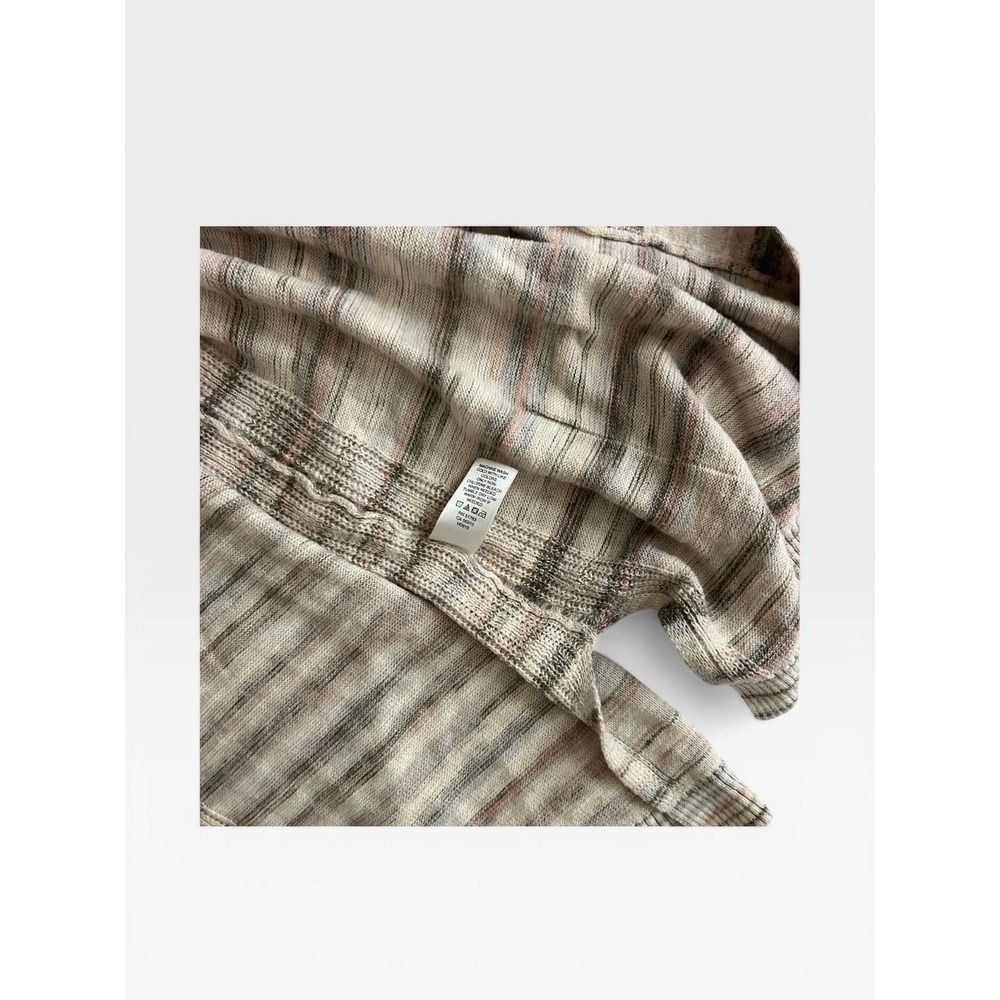 Maurices Womens Open Front Cardigan Beige Gray Striped Space Dye Knit Size 2‎ - Picture 7 of 9